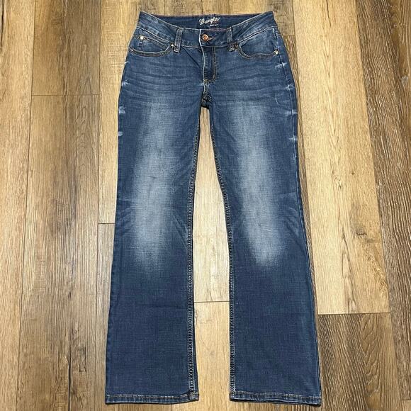 Wrangler Retro Denim - Wrangler Retro Mae Boot Cut Mid Rise Jeans 5x32 Stretch Western Denim Faded Boho